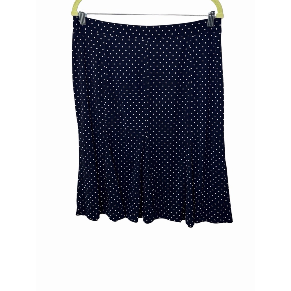 Talbots navy blue and white polka dot A-line skirt Size 10